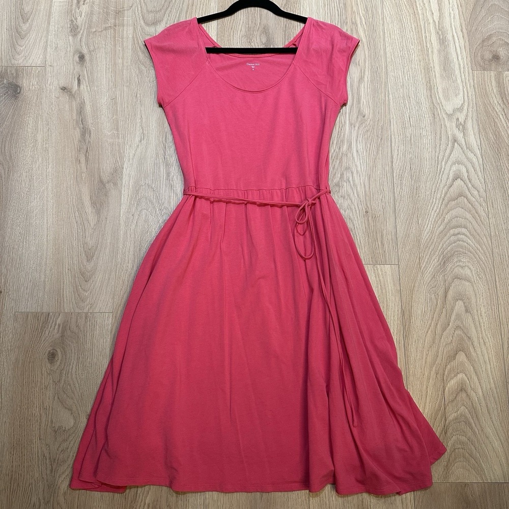 Garnet Hill Hot Pink Tie Waist Dress For And Flair Sz‎ 8 Stretch Lined EUC